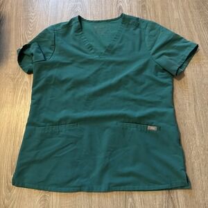 FIGS Casma Three-Pocket Scrub Top Shirt Women's M V Neck Green FW1100